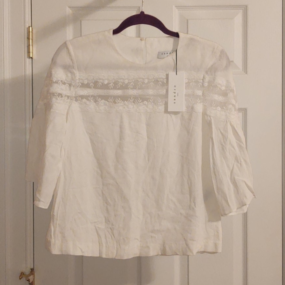 BNWT Sandro Ecru Lace Blouse Size S